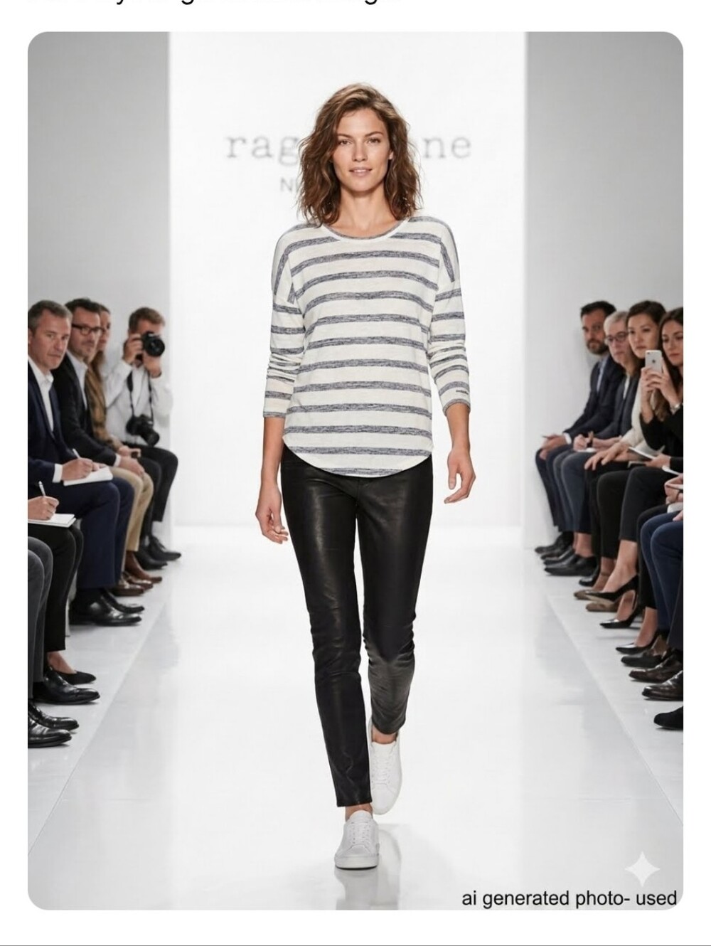 Striped Long Sleeve Top - White & Gray